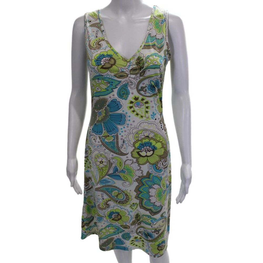 Etro Women Multicolor Paisley Sheath Dress V-Neck Sleeveless Knee Length Size S
